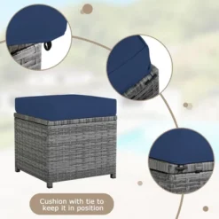 Tangkula 7PCS Rattan Patio Sectional Sofa Set Conversation Set W/ Navy Cushions -Tangkula Shop GUEST 682ac40c 1b13 4aa4 b1da a3ecf568f569