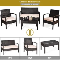 Tangkula 4PCS Conversation Wicker Set Patio Rattan Table&Cushioned Chair 7 Tangkula 4PCS Conversation Wicker Set Patio Rattan Table&Cushioned Chair -Tangkula Shop GUEST 68450c26 39a5 4554 bb8c 3d138cf25d7d
