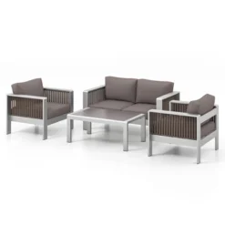 Tangkula 4-Piece Aluminum Outdoor Furniture Set with Plush Cushions and Glass Table -Tangkula Shop GUEST 685073a5 50aa 4ef8 9bcf 18c0a89c494d