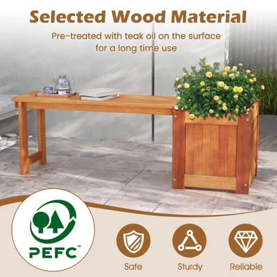 Tangkula 2-in-1 Wooden Garden Bench with Integrated Planter Box 5 Tangkula 2-in-1 Wooden Garden Bench with Integrated Planter Box - Image 5