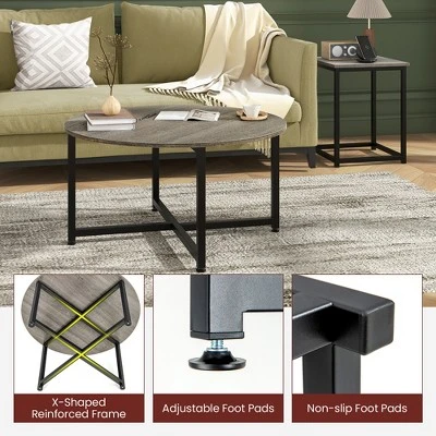 Tangkula Round Nesting Table Set Of 3 Coffee Table W/ 2 End Tables Sturdy Metal Frame 6 Tangkula Round Nesting Table Set Of 3 Coffee Table W/ 2 End Tables Sturdy Metal Frame - Image 6