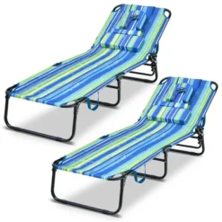 Tangkula 2PCS 5-Position Lounge Chair Adjustable Beach Chaise W/ Face Cavity & Pillows -Tangkula Shop GUEST 69382038 a3d3 4927 acda 32eafe363ca7