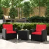 Tangkula 3 PCS Patio Furniture Set W/Tempered Glass Coffee Table Washable Cushions
