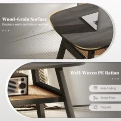 Tangkula 2-Tier Coffee Table W/ Rattan Storage Shelf & Rubber Wood Legs For Living Room -Tangkula Shop GUEST 6980bd43 2a77 4f14 a80a b83c8377849d