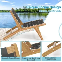 Tangkula Teak Wooden Chair W/ Woven Webbing Seat & Backrest For Patio Mid Century Modern -Tangkula Shop GUEST 69ad39dc 8fa2 495b a1b7 0c34f66bed8a