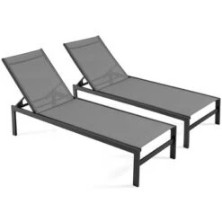 Tangkula Set Of 2 Patio Chaise Lounge Outdoor Adjustable Lounge Chair W/ 6-Position Backrest Grey -Tangkula Shop GUEST 69b81e55 2295 4949 8a77 a897e74527d5