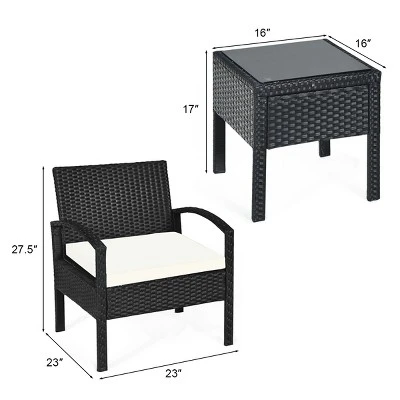 Tangkula Cushioned Outdoor Wicker Rattan Chair Set Patio Furniture Backyard Seat 2 Tangkula Cushioned Outdoor Wicker Rattan Chair Set Patio Furniture Backyard Seat - Image 2