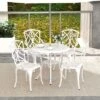 Tangkula 5 Pieces All-Weather Outdoor Cast Aluminum Dining Set Round Dining Table