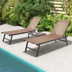 Tangkula 3-Piece Aluminum Patio Chaise Lounge Set with Adjustable Recliners and Coffee Table -Tangkula Shop GUEST 6b03c439 a562 414b bb10 0ea0c5424523