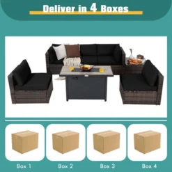 Tangkula 7PCS Patio Rattan Furniture Set Fire Pit Table Cover Cushion -Tangkula Shop GUEST 6b0d3781 bee0 4015 8757 3986f7e85a84