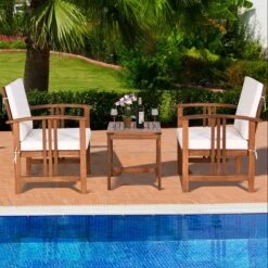 Tangkula 3-Piece Outdoor Acacia Wood Sectional Conversation Sofa Set With Cushions -Tangkula Shop GUEST 6b5ed910 1f18 4aa2 83c7 cb9061d7a37b