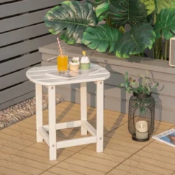 Tangkula Adirondack Outdoor Side Table - Weather Resistant Patio Tea Table