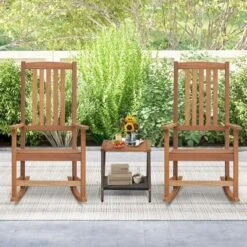 Tangkula 2PCS Rocking Chair High-Back Outdoor Rocker W/ Smooth Rocking Base For Backyard