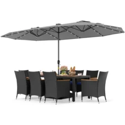 Tangkula 11-Piece Patio Dining Set with 15ft Double-Sided Solar Umbrella -Tangkula Shop GUEST 6c122497 61a2 4277 a12b 854fe2b21fcf