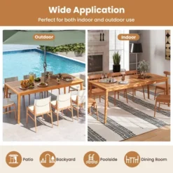 Tangkula Outdoor Acacia Wood Dining Table For 8 People 79” X 35” Rectangular Patio Bistro Table With Built-in Umbrella Hole Picnic Table For Porch -Tangkula Shop GUEST 6c16e922 f281 4349 bf2f ea4661e93589