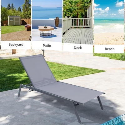 Tangkula Patio 6-Position Adjustable Lounge Chair Outdoor Reclining Chair Poolside 6 Tangkula Patio 6-Position Adjustable Lounge Chair Outdoor Reclining Chair Poolside - Image 6