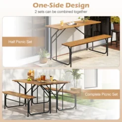 Tangkula Patio Table Bench Set For 2 Picnic Table & Loveseat W/Acacia Wood Top Metal Legs 15 Tangkula Patio Table Bench Set For 2 Picnic Table & Loveseat W/Acacia Wood Top Metal Legs -Tangkula Shop GUEST 6c3c2a23 c381 479d a5a7 595c1c9dc1cd