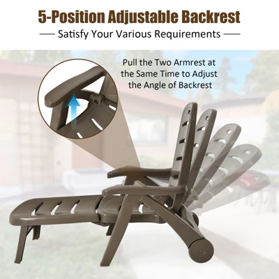 Tangkula 2 PCS Patio Chaise Lounge Chair - 5-Position Folding Recliner 5 Tangkula 2 PCS Patio Chaise Lounge Chair - 5-Position Folding Recliner - Image 5