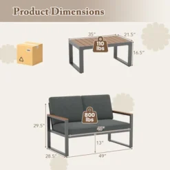 Tangkula 2 PCS Patio Aluminum Furniture Set Cushioned Sectional Sofa W/ Coffee Table -Tangkula Shop GUEST 6d3084d1 1572 4197 bc1c 9f97f664b2ad