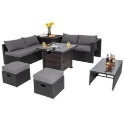 Tangkula 9-Piece Outdoor Furniture Set with 32" Fire Pit Table & Storage Box -Tangkula Shop GUEST 6d8d5c0d 30a5 4e1f 9330 b8861853611c