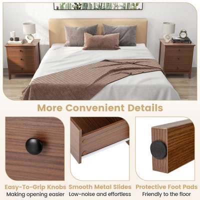 Tangkula 3-Drawer Nightstand Wooden Bedside Table Modern Side End Table Walnut 6 Tangkula 3-Drawer Nightstand Wooden Bedside Table Modern Side End Table Walnut - Image 6