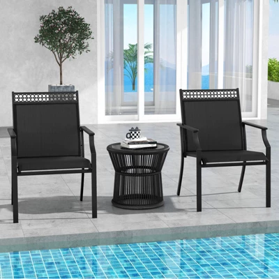 Tangkula 4-Piece All-Weather Patio Dining Chairs with High Back and Armrests 2 Tangkula 4-Piece All-Weather Patio Dining Chairs with High Back and Armrests - Image 2