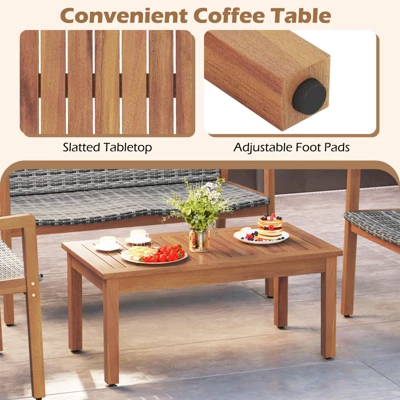 Tangkula 8 Piece PE Rattan Patio Furniture Set with Loveseat and Coffee Table 5 Tangkula 8 Piece PE Rattan Patio Furniture Set with Loveseat and Coffee Table - Image 5