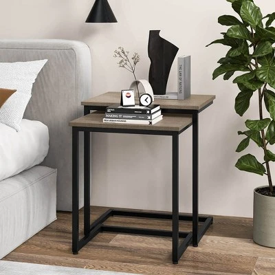 Tangkula 3 Pcs Nesting Coffee End Table Set Stacking Side Nightstand Living Room 3 Tangkula 3 Pcs Nesting Coffee End Table Set Stacking Side Nightstand Living Room - Image 3