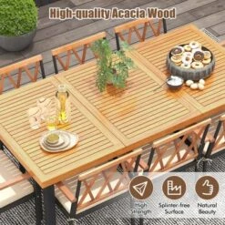 Tangkula 9 PCS Patio Dining Set Acacia Wood Table W/ Soft Cushions And 1.9" Umbrella Hole 9 Tangkula 9 PCS Patio Dining Set Acacia Wood Table W/ Soft Cushions And 1.9" Umbrella Hole -Tangkula Shop GUEST 6e68efec acd3 446c 865b 623df67af8d2