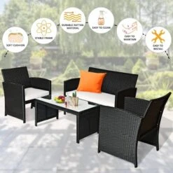 Tangkula 4 Piece Outdoor Patio Rattan Furniture Set Black Wicker Cushioned Seat For Garden, Porch, Lawn 11 Tangkula 4 Piece Outdoor Patio Rattan Furniture Set Black Wicker Cushioned Seat For Garden, Porch, Lawn -Tangkula Shop GUEST 6e821f9a 4c04 4803 a249 e8254eeba50c