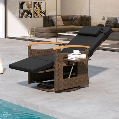 Tangkula Set Of 2 Patio Rattan 360° Swivel Recliner Lounge Chair W/Adjustable Backrest & Footrest Cushioned Push Back Reclining Seat W/Flip Side Table 1 Tangkula Set Of 2 Patio Rattan 360° Swivel Recliner Lounge Chair W/Adjustable Backrest & Footrest Cushioned Push Back Reclining Seat W/Flip Side Table