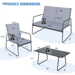 Tangkula 4PCS Metal Outdoor Conversation Set Patio Furniture Set W/ Glass Table -Tangkula Shop GUEST 6ec8d0c8 4800 44f7 8241 cb575399c9f4