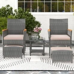 Tangkula 5 Pieces Wicker Patio Furniture Set PE Rattan Porch Chairs W/ Ottomans 18 Tangkula 5 Pieces Wicker Patio Furniture Set PE Rattan Porch Chairs W/ Ottomans -Tangkula Shop GUEST 6ece1407 4647 4301 bb2d 8e74658e7a61