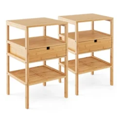 Tangkula Bamboo Nightstands Set Of 2 W/ Pull-out Drawer And Storage Shelf Wood Natural 17 Tangkula Bamboo Nightstands Set Of 2 W/ Pull-out Drawer And Storage Shelf Wood Natural -Tangkula Shop GUEST 6ed31579 76e2 48f8 86f8 e6a81afbe7cd