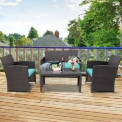 Tangkula 4PCS Outdoor Patio Furniture Sets Weather-Resistant Rattan Sofas W/ Soft Cushion Turquoise 8 Tangkula 4PCS Outdoor Patio Furniture Sets Weather-Resistant Rattan Sofas W/ Soft Cushion Turquoise -Tangkula Shop GUEST 6efc4009 c6bd 41e2 801d bc02039130bc