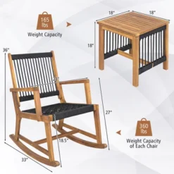 Tangkula 3 Piece Acacia Wood Rocking Chair Set W/ Coffee Table & All-Weather Rope Patio Poolside -Tangkula Shop GUEST 6f03af11 a669 4f68 991b 3c6c61e89da4