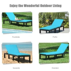 Tangkula Adjustable Rattan Patio Chaise Lounge Chair Couch W/ Turquoise Cushion -Tangkula Shop GUEST 6f484b51 cf58 482a 9c0c 339c3d4a674c