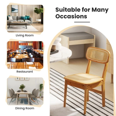 Tangkula Rattan Dining Chairs Set Of 4 Kitchen Dining Chairs W/ Simulated Rattan Backrest 9 Tangkula Rattan Dining Chairs Set Of 4 Kitchen Dining Chairs W/ Simulated Rattan Backrest - Image 9