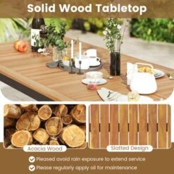 Tangkula Patio Dining Table For 8 79" Large Rectangle Table W/ Acacia Wood Tabletop -Tangkula Shop GUEST 6f76ec0f 9375 476d 8e37 d6ec12f3d9fe