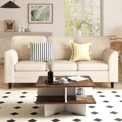 Tangkula 2-Tier Square Coffee Table 24" Living Room Center Table With 4 Storage Compartments 2 Tangkula 2-Tier Square Coffee Table 24" Living Room Center Table With 4 Storage Compartments - Image 2