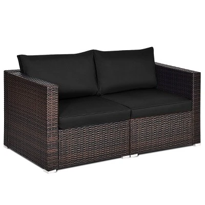 Tangkula 2-Piece Patio Wicker Corner Sofa Set with Removable Cushions 7 Tangkula 2-Piece Patio Wicker Corner Sofa Set with Removable Cushions - Image 7