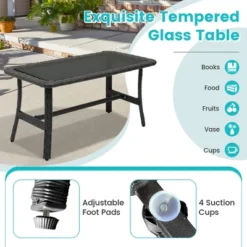 Tangkula 4PCS Patio Rattan PE Wicker Furniture Conversation Set W/ Sofa Chair & Table 12 Tangkula 4PCS Patio Rattan PE Wicker Furniture Conversation Set W/ Sofa Chair & Table -Tangkula Shop GUEST 70030ef0 1b9e 4697 8a1a e6ecf7c9f647