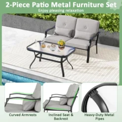 Tangkula 2-Piece Outdoor Patio Furniture Set: Loveseat & Coffee Table