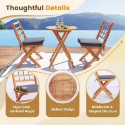 Tangkula 3 Piece Patio Wood Bistro Set Folding Table Chair Set W/Soft Seat Cushions Acacia Wood Frame High-Back Portable Chairs 16 Tangkula 3 Piece Patio Wood Bistro Set Folding Table Chair Set W/Soft Seat Cushions Acacia Wood Frame High-Back Portable Chairs -Tangkula Shop GUEST 701a7e64 6205 4457 8ce8 c1d9be7eb592