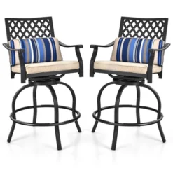 Tangkula 2PCS Patio Swivel Chairs Outdoor Bar Height Chair Set W/ Cushions & Lumbar Pillows -Tangkula Shop GUEST 7032dcc2 3464 4bac 8513 67e7d9f35d15