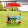 Tangkula Kids Picnic Table Set Indoor Outdoor Toddler Table With Bench & Removable Umbrella Portable Children Play Set