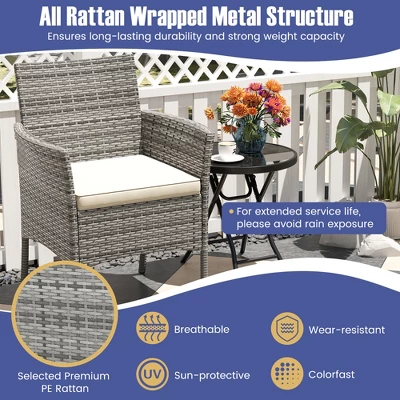 Tangkula Outdoor PE Wicker Chairs Set Of 4 Patio Dining Armchairs W/ Padded Cushions 5 Tangkula Outdoor PE Wicker Chairs Set Of 4 Patio Dining Armchairs W/ Padded Cushions - Image 5