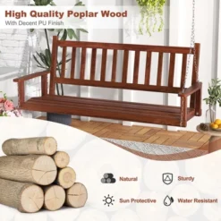 Tangkula 5FT Wooden 3-Person Porch Swing Chair with Adjustable Chains -Tangkula Shop GUEST 7055928e 0ffe 4458 ac37 fa5d5a23b123