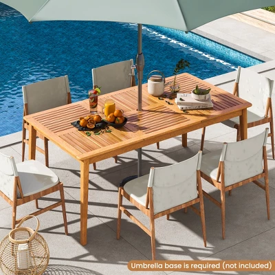 Tangkula 67” Outdoor Acacia Wood Dining Table - 6-Person Rectangular Patio Table with Umbrella Hole 3 Tangkula 67” Outdoor Acacia Wood Dining Table - 6-Person Rectangular Patio Table with Umbrella Hole - Image 3