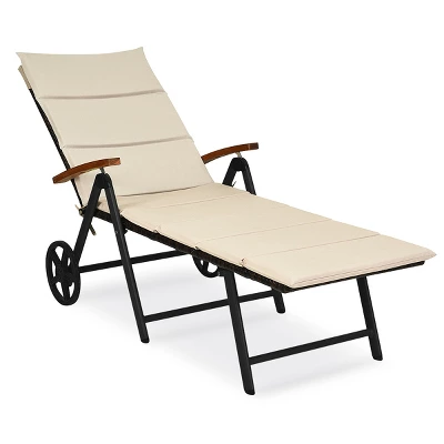 Tangkula Outdoor Rattan Wicker Lounge Chair Folding Patio Chaise W/ Wheels & Cushion 11 Tangkula Outdoor Rattan Wicker Lounge Chair Folding Patio Chaise W/ Wheels & Cushion - Image 11